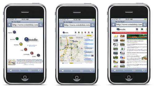 OviedoBiz works on the iPhone with Safari