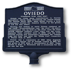 Oviedo Historic Marker Back